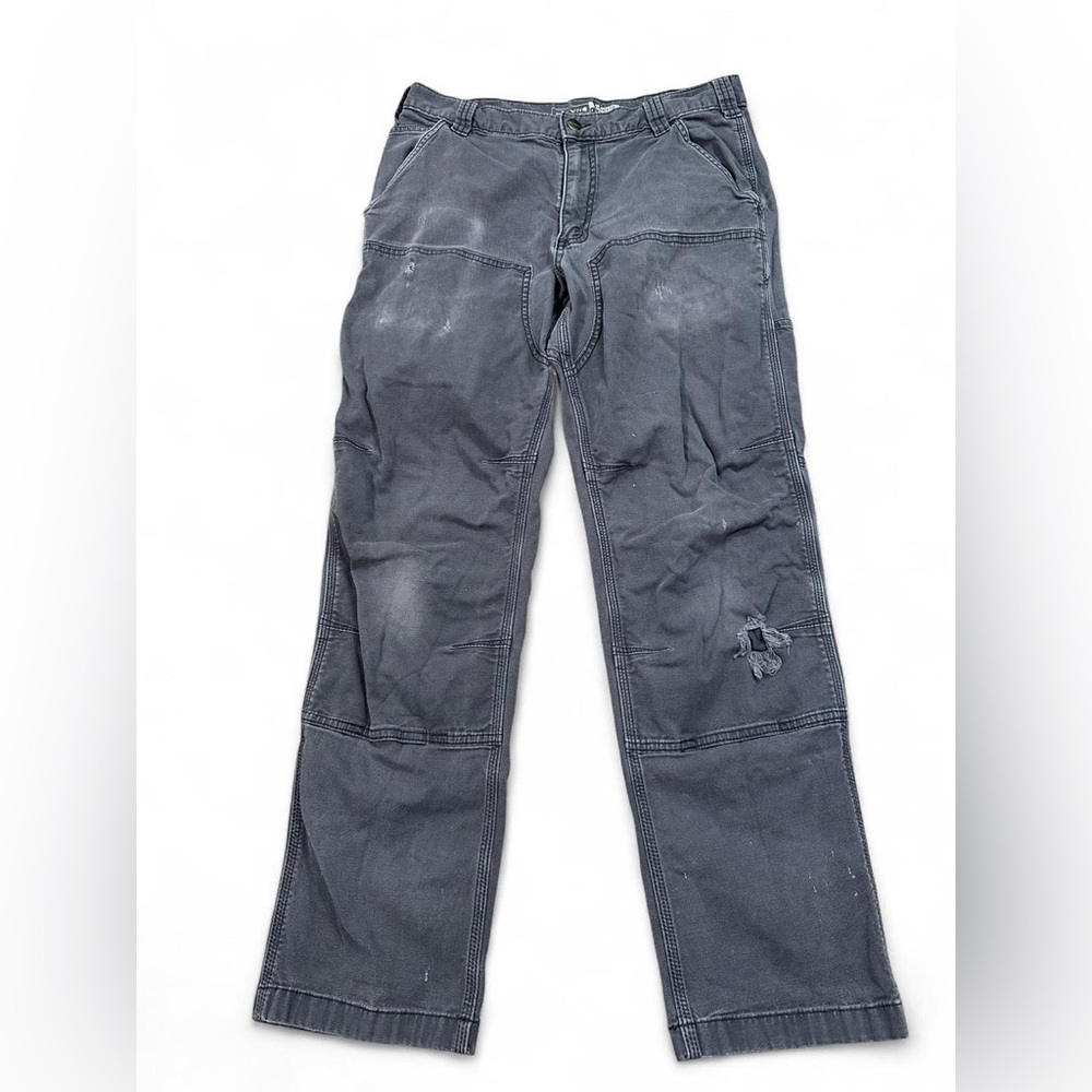 Carhartt Men’s Gray Double Front Knees Relaxed Fit Canvas Pants Size 31x29‎